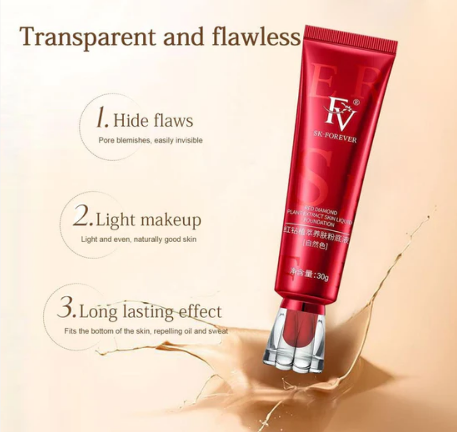 FV Liquid Foundation Makeup, Full Coverage Oil Control Flawless 24 Hour Long Lasting Concealer Matte Foundation